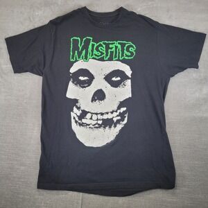 Misfits Mens XL Black T-Shirt Green Logo Skull Graphic 2022 Music Band